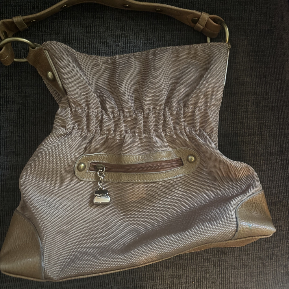 Kathy Van Zeeland Tan Shoulder Bag with Ruched Design